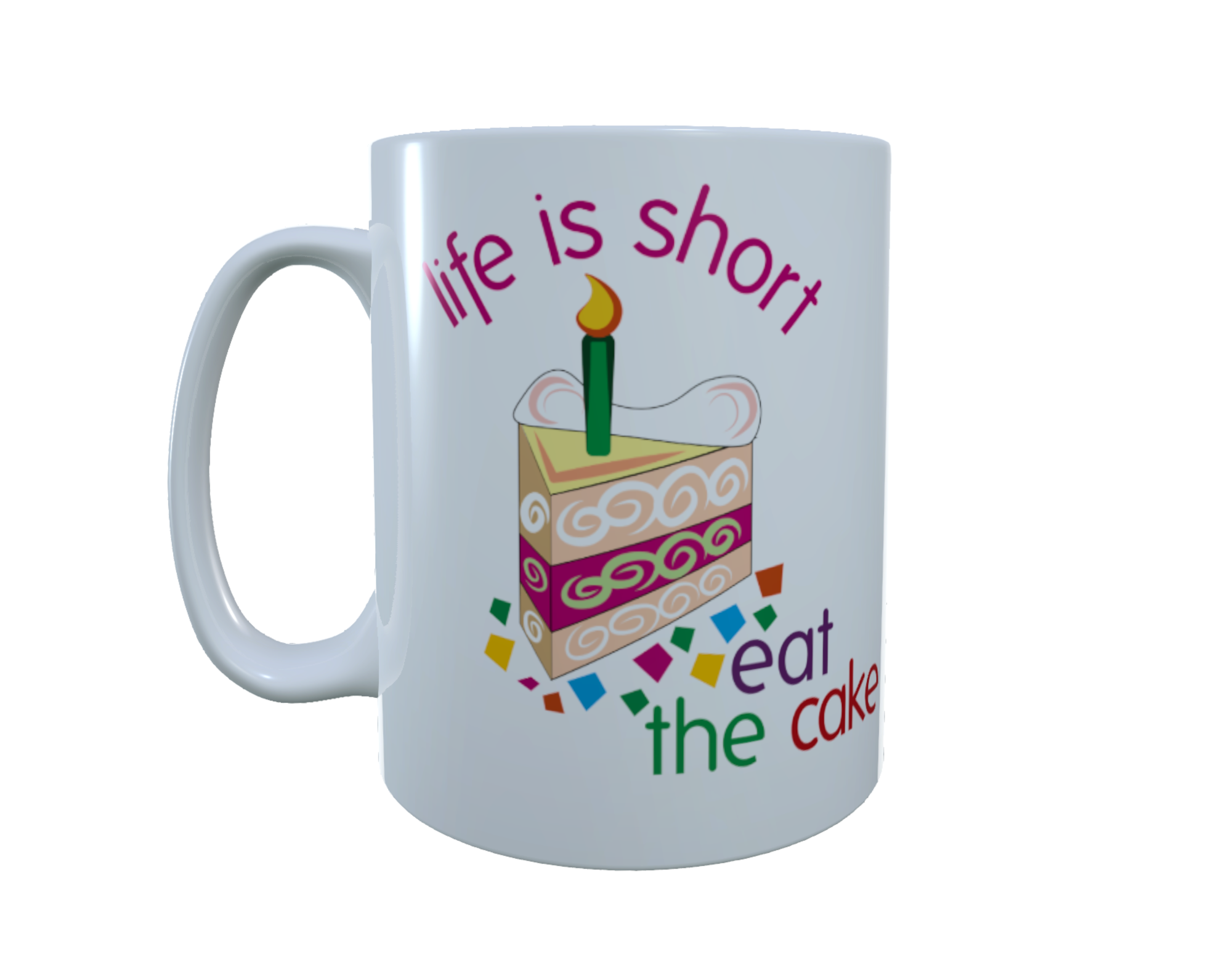 Happy Birthday Life Is Short Eat The Cake Ceramic Mug